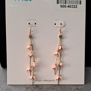 Time and Tru Gold and Pink Drop Earrings